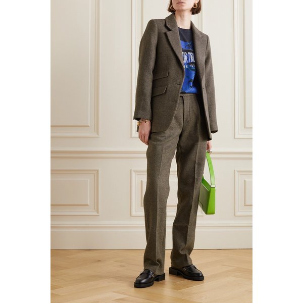 브라이스 헤링본 울 혼방 트위드 스트레이트 팬츠 브라운 1647597289328976