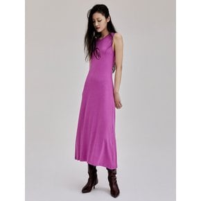 Knotted Logo Printed Maxi Dress - Magenta