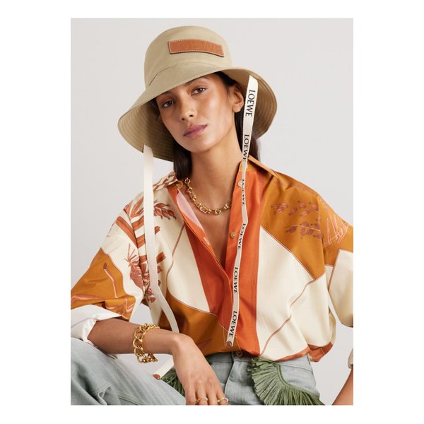 파울라 이비자 아플리케 코튼 캔버스 버킷 햇 베이지 1647597338815308