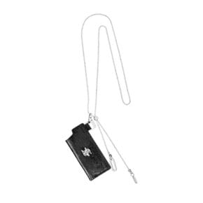 NO.624 [BURNISH] SPIKY LIGHTER LEATHER CASE NECKLACE