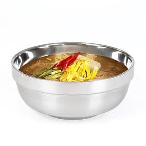 이중 스텐 304면기 냉면기  업소용 비빔 냉면 무광 그릇 1개 18cm 실버