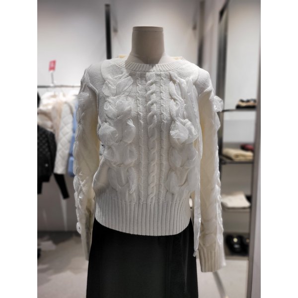 [여주점] 리본 레이스업 케이블 니트탑 ER4OKL51