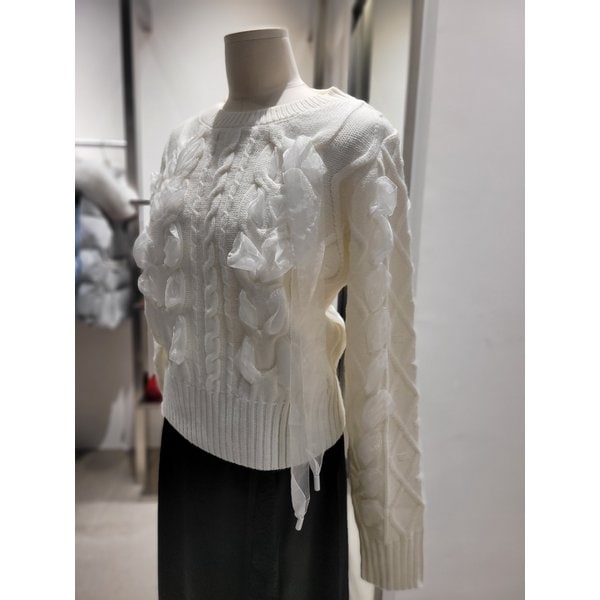 [여주점] 리본 레이스업 케이블 니트탑 ER4OKL51