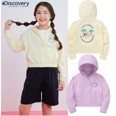 디스커버리키즈 [정상가 119,000]   키즈 여아 콜라보 백 그래픽 경량 바람막이 자켓 DKWJ52043