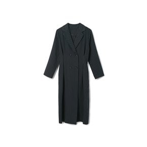 Double Button Pocket Coat One-piece Stripe