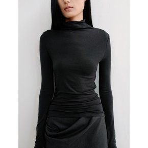 HIGH NECK STITCH TOP [BLACK]