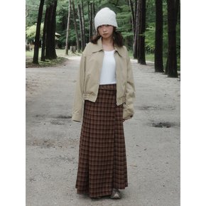 Vintage side-buckle check skirt_Brown(O25-SK12)