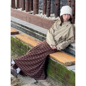 Vintage side-buckle check skirt_Brown(O25-SK12)