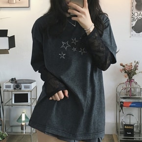 오버핏 피그먼트 스타 스터드 별반팔2color