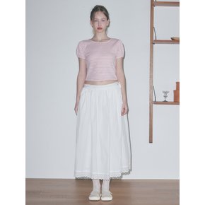 [리퍼브] LACE HEM FULL SKIRT, WHITE