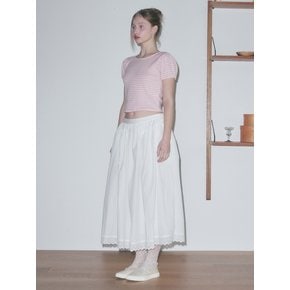 [리퍼브] LACE HEM FULL SKIRT, WHITE