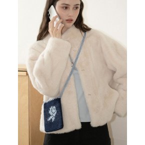 Rose Handmade Crochet Phone Bag Mini Cross Bag _ Navy