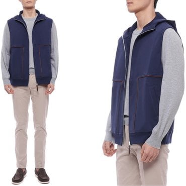브루넬로쿠치넬리 25SS 남성 코튼 후드 집업 베스트 (MW8639088G C2443 25S)