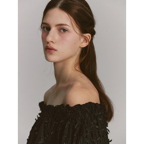 Feather Off Shoulder Blouse Black