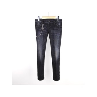 디스퀘어드2 [디스퀘어드] 여성 체인진 블랙 스키니크롭 S75LA0522