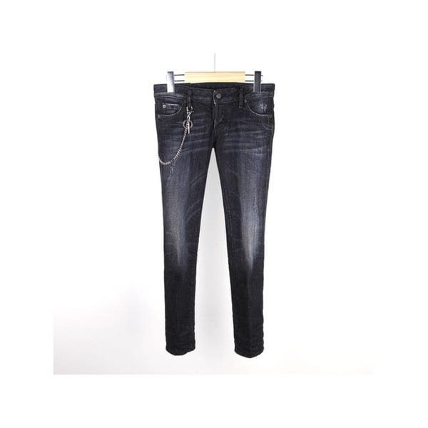 [디스퀘어드] 여성 체인진 블랙 스키니크롭 S75LA0522