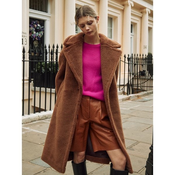 Wool Shearling Teddy Long Coat