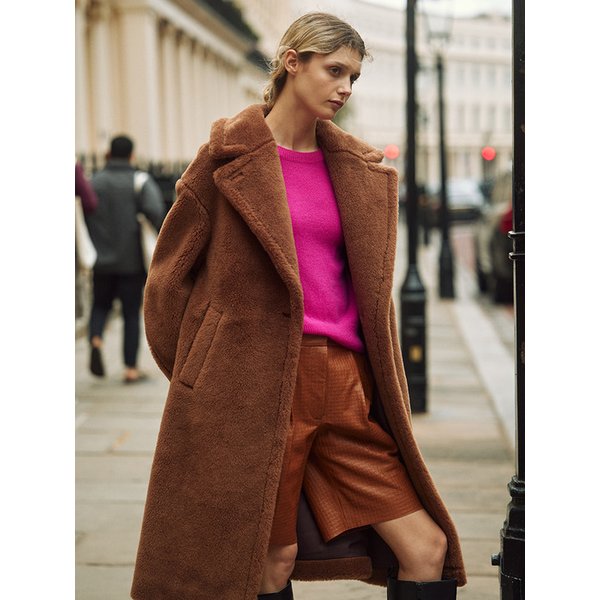 Wool Shearling Teddy Long Coat