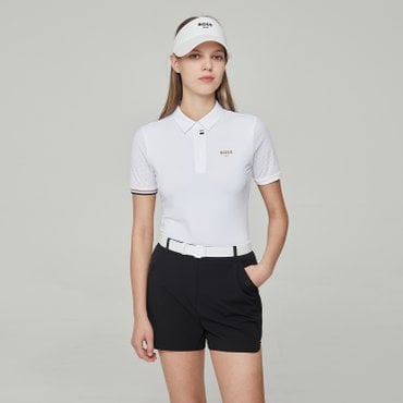 BOSS GOLF [GIFT 100% 증정] 소매 펀칭 디테일 폴로 티셔츠 WOMAN WHITE