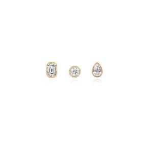 [14K Gold] Bezel Stone Earring (Single)