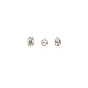 VINTAGE HOLLYWOOD [14K Gold] Bezel Stone Earring (Single)