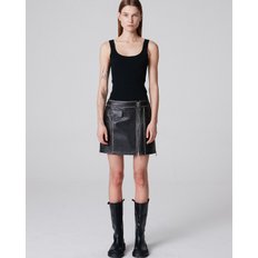 European Lambskin Sanding short skirt_Black