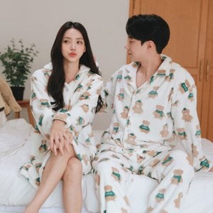 김양리빙 / 김양메이드 극세사 곰돌이 커플 잠옷 원피스 파자마