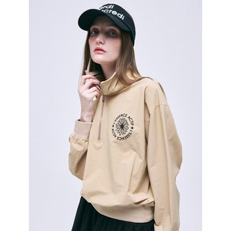 Mardi Mercredi Actif WINDBREAKER HIGH-NECK ZIP-UP ACTIF EMBLEM_BEIGE BLACK