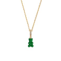 ice color mini bear necklace (deep green)(200060)