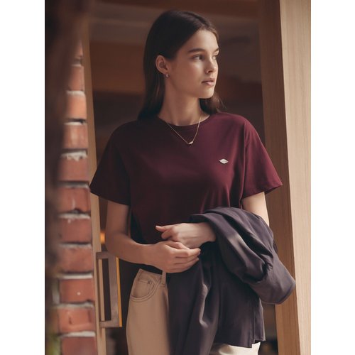 Silket cotton half sleeve t-shirt_Burgundy