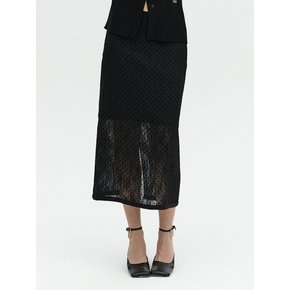 DOT SHEER H-LINE SKIRT_BLACK