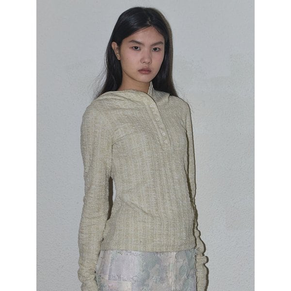 Cable textured pullover hoodie - Green