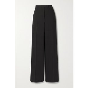 Elia Wool And Silk-blend Piqué Straight-leg Pants 블랙