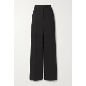 더로우 Elia Wool And Silk-blend Piqué Straight-leg Pants 블랙