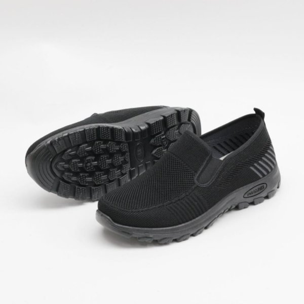 [옷자락] 남성 캐주얼 니트 워커굽 슬립온 블랙 단화