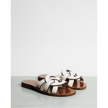 코치 3887180 Coach Issa Leather Sandals - Chalk 65641288