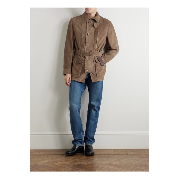 브루넬로쿠치넬리 벨트 스웨이드 필드 재킷 브라운 1647597352949900