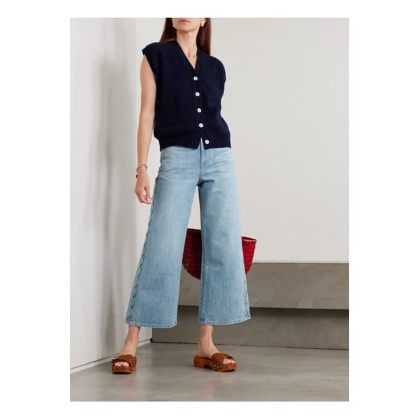 베로니카비어드 테일러 크롭 스캘럽 하이라이즈 와이드 진 미드 데님 46376663162844635