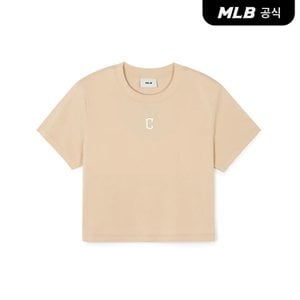 MLB [코리아공식]베이직 스몰로고 크롭 반팔 티셔츠 CLE (L.Beige)