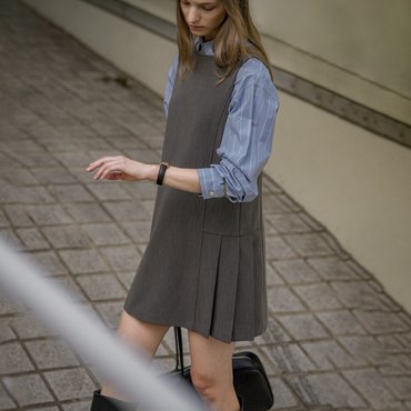 노운베러 Side pleats stripe ops KNFW02OPS01_Gray