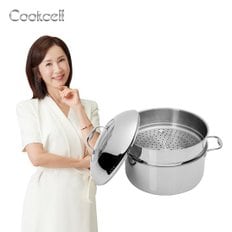 [단품] 쿡셀 블랙큐브 통3중 스테인레스 9L 곰솥_찜기+뚜껑