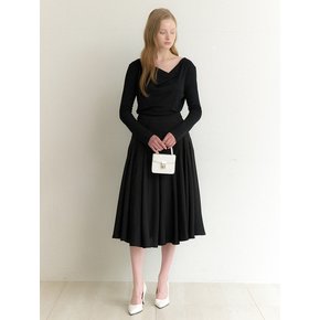 Organza Pleated Flare Long-Skirt / Black(3color)