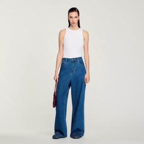 라인스톤 와이드 청바지 Jeansblau SFPJE00625