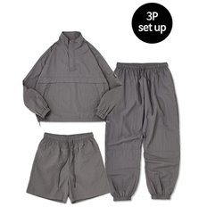 [꼼소넛] High Neck Anorak 3-Piece Full Set Up (Charcoal) CSOs-004 [Unisex]