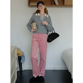 Cest_Pink corduroy wide-leg pants