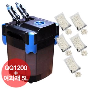 QQ아쿠아 외부여과기 QQ1200 BC1200 + 여과재 5리터 풀세트