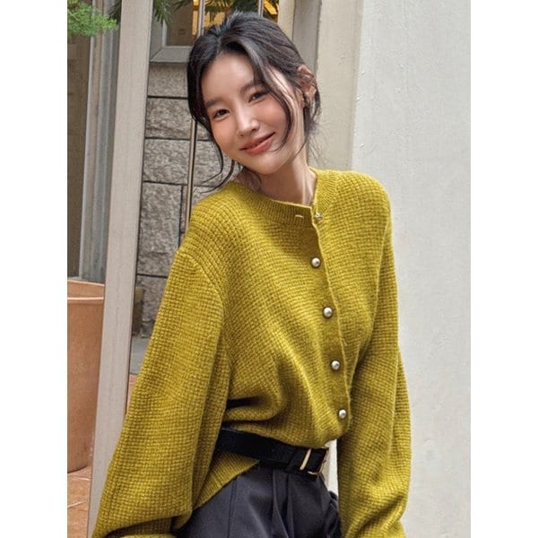 헤이즈 벌룬 가디건 소프트 올리브 amr2150