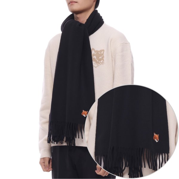 [부산점] 25FW 남성 폭스헤드 패치 울 머플러 (PM06201WB0044 P199 M 25F)