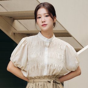 마아란 셔링 린넨 블라우스