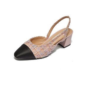 Two-tone Combi Slingback_Light Pink Tweed